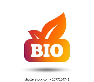 Bio product sign icon. Leaf symbol. Blurred gradient design element. Vivid graphic flat icon. Vector