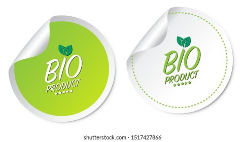 Bio Product Stickers Isolated On White Background