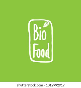 Bio product vector logo. Organic food emblem