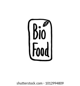Bio product vector logo. Organic food emblem