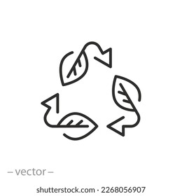 bio recyclable icon, degradable or recycle, line symbol on white background - editable stroke vector illustration eps10