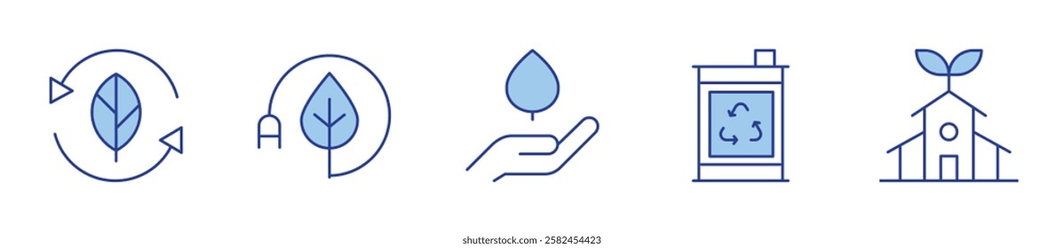 bio, recycle, ecology, energy saving, environmental protection. Ecology Icon vector illustration. Line Duotone style. Editable stroke.