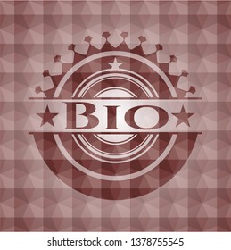Bio red seamless emblem with geometric pattern.