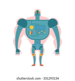 Bio robot structure. Man with  cybernetic exoskeleton. Cyborg human body. machine person. Mechanical skeleton ofthe future of mankind.