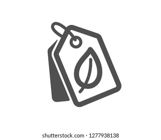 Bio shopping tags icon. Leaf sign. Natural products symbol. Quality design element. Classic style icon. Vector