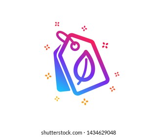 Bio shopping tags icon. Leaf sign. Natural products symbol. Dynamic shapes. Gradient design bio tags icon. Classic style. Vector