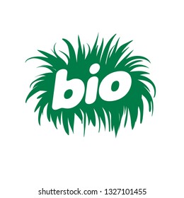 Bio sign in the form of leaves and grass. Vector illustration on white background.