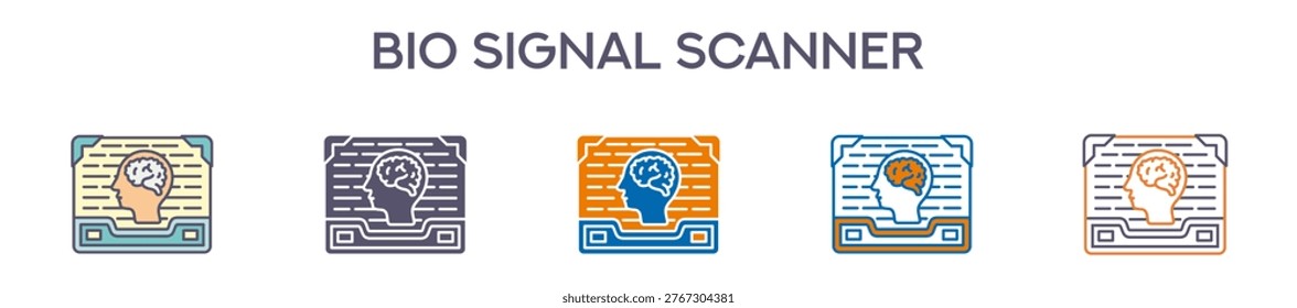 Bio Signal Scanner Element For Design Graphic - Multi Styles. Vector Illustration Of Two Colored And Black. Multiple Icons Designs Can Be Used For Mobile, Ui, Web