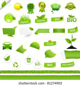 Bio Signs Set, Isolated On White Background, Vector Illustration