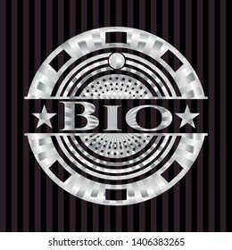 Bio silver badge. Vector Illustration. Mosaic.