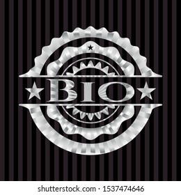 Bio silvery emblem. Vector Illustration. Mosaic.