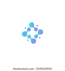 bio splash, pharma, clinic logo, abstract water, floral neuron logo plasma water square nature geometric vector. abstract, biotech atom, molecule, nano, sparkling water.