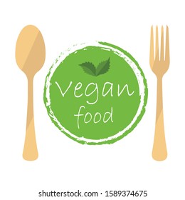 Bio spoon and fork. The emblem of veganism. Idea for business.