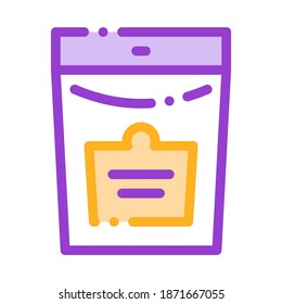 Bio Supplements Package Vector Thin Line Icon. Balancers Muscle Sportsman Nutrition Package With Label Linear Pictogram. Dietary Protein Ingredient, Bar Bodybuilding Illustration