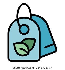 Bio tag icon outline vector. Event hall. Vegan center color flat