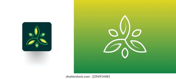 Bio tech leaf linear logo design vector illustration. Modern Leaf Technology Logo Icon Template Design.
