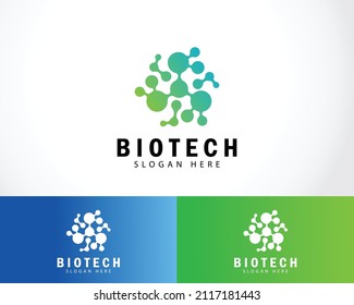 bio tech molecule logo design for DNA medical services