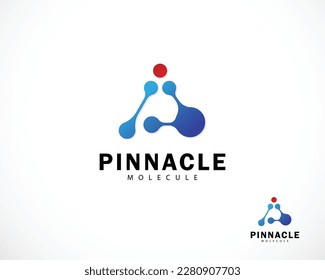 bio tech molecule logo design for DNA medical services molecule mountain logo triangle pinnacle design concept