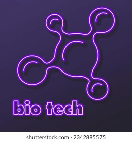bio tech neon sign, modern glowing banner design, colorful modern design trends on black background. Vector illustration.