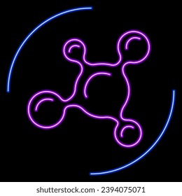 bio tech neon sign, modern glowing banner design, colorful modern design trends on black background. Vector illustration.