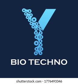 Bio techno letter logo template illustration. suitable for technology, digital, computer, brand, network, app, mobile, automotive, this is font y