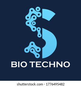 Bio techno letter logo template illustration. suitable for technology, digital, computer, brand, network, app, mobile, automotive, this is font s