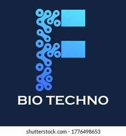 Bio techno letter logo template illustration. suitable for technology, digital, computer, brand, network, app, mobile, automotive, this is font f