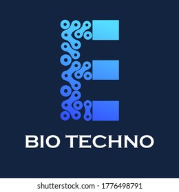 Bio techno letter logo template illustration. suitable for technology, digital, computer, brand, network, app, mobile, automotive, this is font e