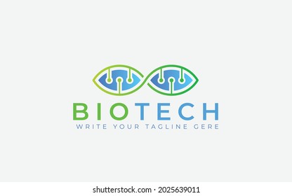 Bio Technology With DNA Concept Logo, Biology Logo Vector Design
