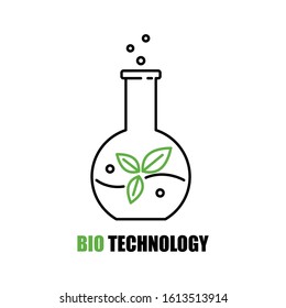 Bio Technology icon. Outline thin line flat illustration. Isolated on white background. 