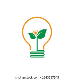 Bio Technology Inovation Logo With Bulb And Plant