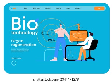 Bio Technology, Organ regeneration -modern flat vector concept illustration of a hand regenerating, futuristic technology. Metaphor of regenerative medicine and the body's ability to self-repair