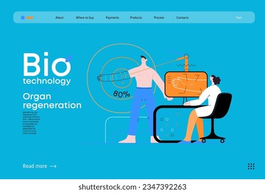 Bio Technology, Organ regeneration -modern flat vector concept illustration of a hand regenerating, futuristic technology. Metaphor of regenerative medicine and the body's ability to self-repair