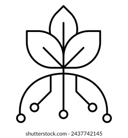 Bio technology. Plant tech icon. Science innovation icon. Sustainable tech icon. Editable Stroke Icon.