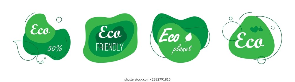 Bio themed green organic shapes. Eco friendly liquid forms. Vector illustration.