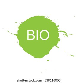 Bio vector logo design.
Abstract ink splash. 
Hand drawn vector illustration.