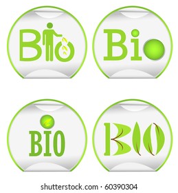 bio white stickers set. vector illustration