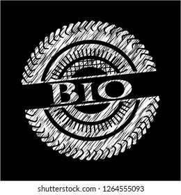 Bio written with chalkboard texture