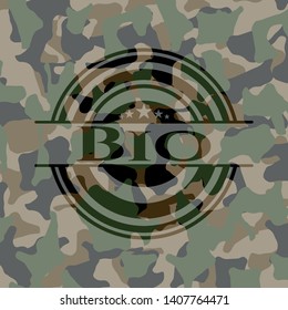 Bio written on a camouflage texture. Vector Illustration. Detailed.