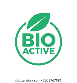 Etiqueta del logotipo del icono del vector de la receta de la fórmula del producto BioActive