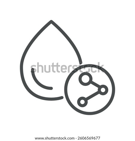 Biochemical Blood Test Icon. Thin Line Illustration of Blood Sample Analysis Indicating Molecular Structure and Chemical Composition. Suitable for Medical and Laboratory Use