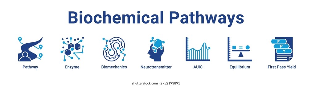 Biochemical Pathways icon banner and Collection blue color