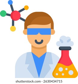 Biochemist Icon Flat Vector Illustration
