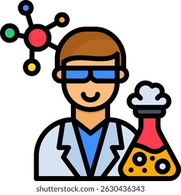 Biochemist Icon Lineal Color Vector Illustration