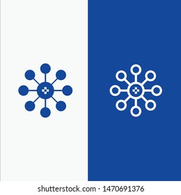 Biochemistry, Biology, Cell, Chemistry Line and Glyph Solid icon Blue banner Line and Glyph Solid icon Blue banner. Vector Icon Template background