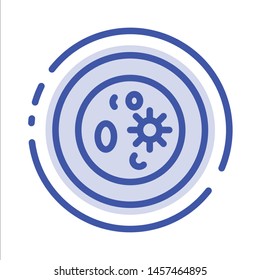 Biochemistry, Biology, Chemistry, Dish, Laboratory Blue Dotted Line Line Icon