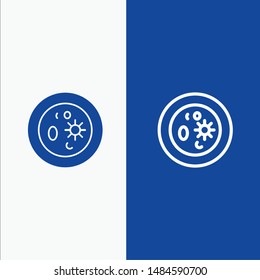 Biochemistry, Biology, Chemistry, Dish, Laboratory Line and Glyph Solid icon Blue banner Line and Glyph Solid icon Blue banner. Vector Icon Template background