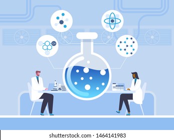 Biochemistry, chemical study vector illustration