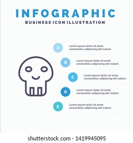 Biochemistry, Danger, Dangerous, Death Line icon with 5 steps presentation infographics Background