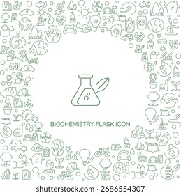 Biochemistry Flask Icon, Linienstil mit Mosaik-Icon-Hintergrund, ideal für Web- und Hintergrundgebrauch.